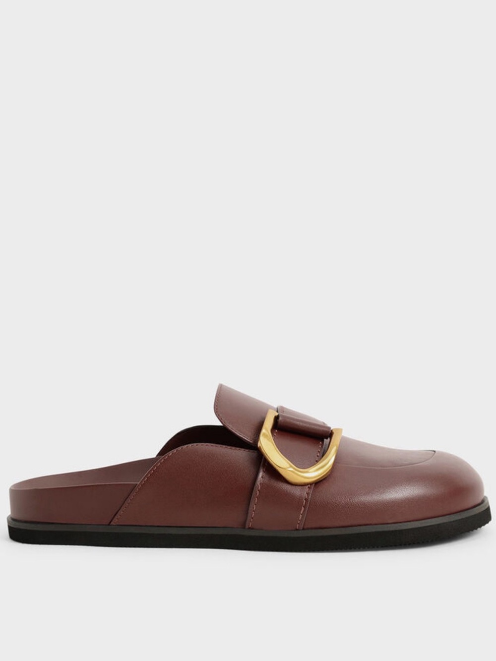 Charles and Keith Gabine Buckled Leather Loafer Mules​ - Brown
Size 40 / 9